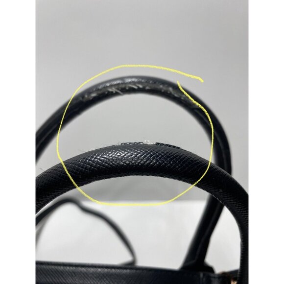 Tahari Purse -Black Leather Designer Hangbag- As is condition (tear on handles) - Picture 3 of 14